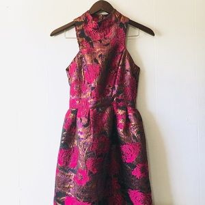 • gorgeous h&m gold & rose flare party dress •